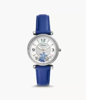 Fossil Women Carlie Two-Hand Blue Eco Leather Watch