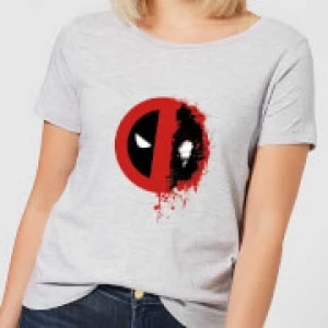 Marvel Deadpool Split Splat Logo Womens T-Shirt - Grey - S