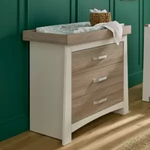 CuddleCo Ada 3 Drawer Chest & Changing Unit, White Ash White