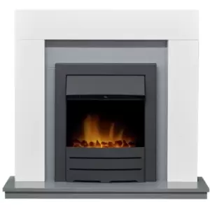 Dakota Fireplace in Pure White & Grey with Colorado Electric Fire in Black, 39" - Adam