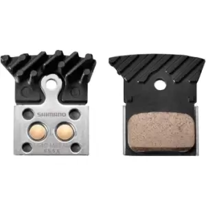 Shimano L04C Alloy Backed Metal Sintered Disc Brake Pads With Cooling Fins - Black