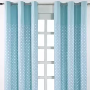 Homecapes Cotton Stars Blue Ready Made Eyelet Curtain Pair, 117 x 137cm Drop - Blue