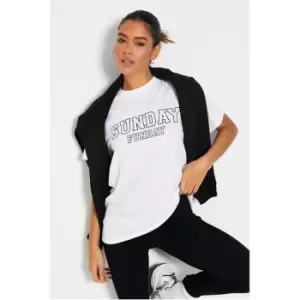 I Saw It First Sunday Funday Oversized Graphic Tshirt - White