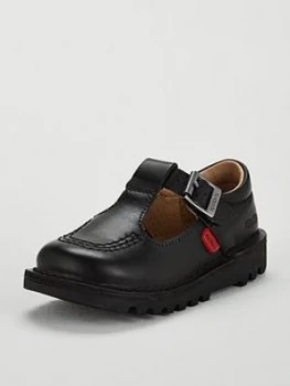 Kickers Kids Kick T Leather Shoes - Black, Size 3 Older