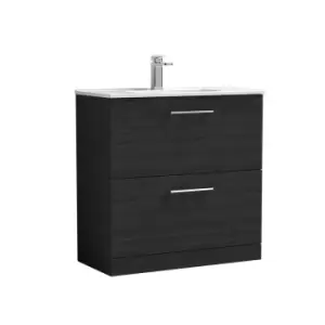 Nuie Arno 800mm Floor Standing 2 Drawer Vanity & Basin 2 Charcoal Black