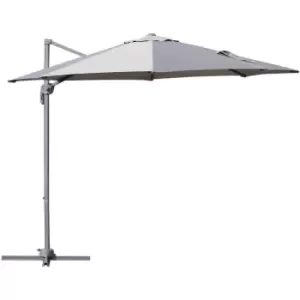 Cantilever Roma Parasol 360° Rotation w/ Hand Crank & Base, Grey - Outsunny