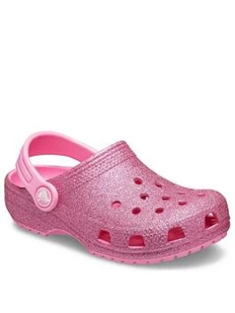 Crocs Girls Classic Glitter Slip On Clog - Pink, Size 8 Younger