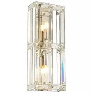 Luminosa Vestal Rectangular Wall Lamp, 2 Light E14, Polished Nickel