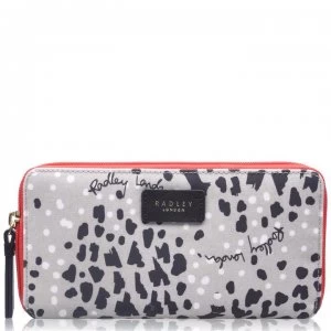 Radley Leopard Oilskin Large Zip Around Matinee - ALUMINIUM