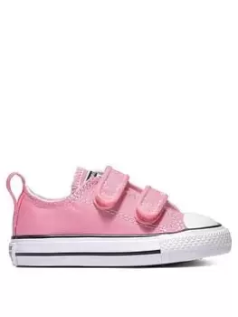 Converse Chuck Taylor All Star Ox Infant Girls 2V Canvas Trainers -Pink/White, Size 2