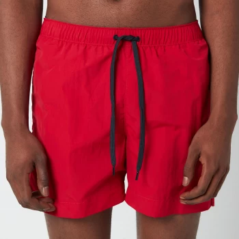 Tommy Hilfiger Mens Small Flag Medium Length Drawstring Swimshorts - Primary Red - M