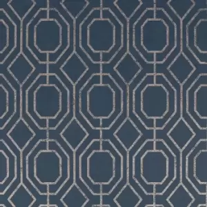 Superfresco Navy Geometric Smooth Wallpaper