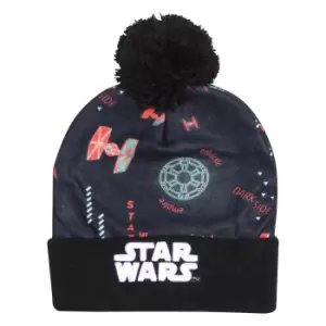 Star Wars Girls Tie Fighter Pom Pom Beanie (One Size) (Black/Grey/Orange)