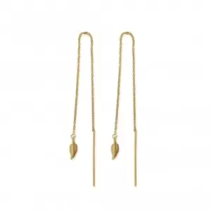 Gold Feather Of Courage Pull Through Earrings GEDR3215