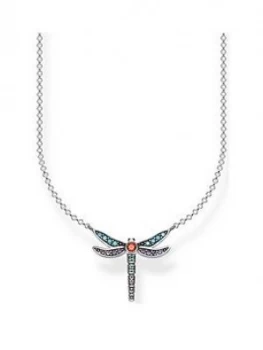 Thomas Sabo Sterling Silver Multicoloured Dragonfly Pendant Necklace, One Colour, Women