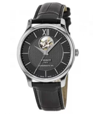Tissot Tradition Powermatic 80 Open Heart Dial Leather Strap Mens Watch T063.907.16.058.00 T063.907.16.058.00