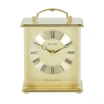 Rhythm Gold Finish Metal Carriage Clock - Westminster Chime