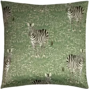 Zebra Foliage Cushion Green