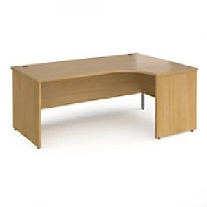 Dams International Right Hand Ergonomic Desk with Oak Coloured MFC Top and Silver Panel Ends and Silver Frame Corner Post Legs Contract 25 1800 x 1200