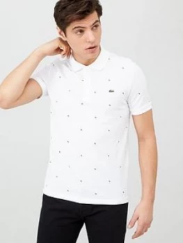 Lacoste Sportswear Lacoste Sportswear All Over Mini Print Polo Shirt, White, Size 4=M, Men