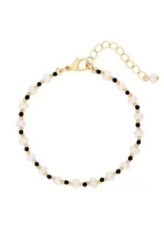 Freshwater Pearl And Black Bead Bracelet