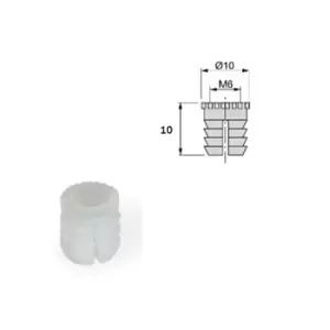 Emuca Furniture Plastic Socket - Size M6 10 x 10mm, Pack of 100