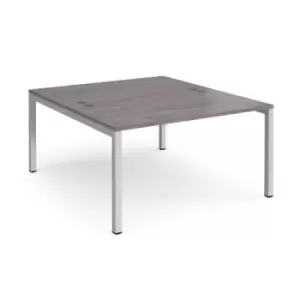 Connex starter units back to back 1400mm x 1600mm - silver frame and grey oak top