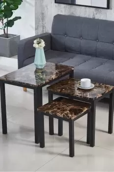 Gloss Finish MDF Marble Effect Top Nest of 3 Table Sets