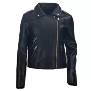 Firetrap Faux Leather Jacket Junior Girls - Black