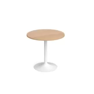 Genoa circular dining table with white trumpet base 800mm - beech