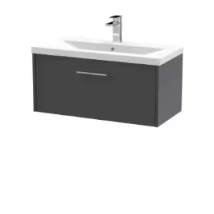 Hudson Reed Juno 800mm Wall Hung Single Drawer Vanity & Mid-Edge Basin - Graphite Grey