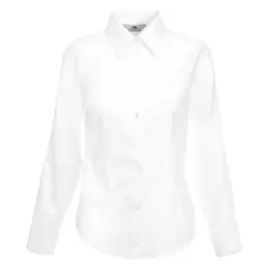 Fruit Of The Loom Ladies Lady-Fit Long Sleeve Oxford Shirt (M) (White)