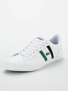 Lacoste Lerond Side Stripe Leather Trainers - White, Size 7, Men