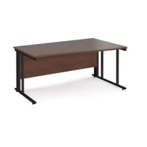 Office Desk Right Hand Wave Desk 1600mm Walnut Top With Black Frame Maestro 25 MCM16WRKW