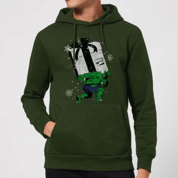 Marvel The Incredible Hulk Christmas Present Christmas Hoodie - Forest Green - S