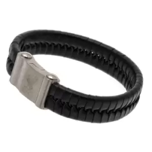 Liverpool FC Single Plait Leather Bracelet (One Size) (Black)