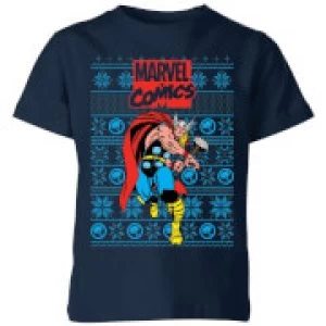 Marvel Avengers Thor Kids Christmas T-Shirt - Navy - 5-6 Years - Navy