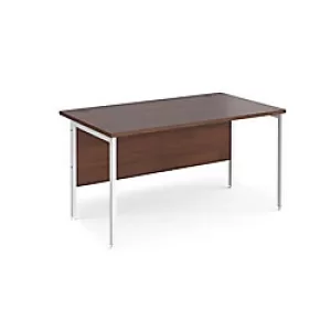 Rectangular Straight Desk Walnut Wood H-Frame Legs White Maestro 25 1400 x 800 x 725mm