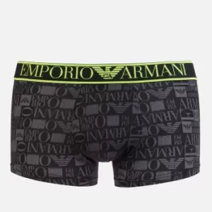 Emporio Armani Mens All Over Printed Microfiber Trunks - Black/Anthracite - M