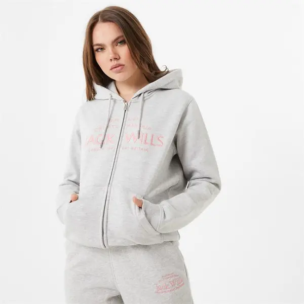 Jack Wills Hunston Logo Zip Hoodie - Grey 4