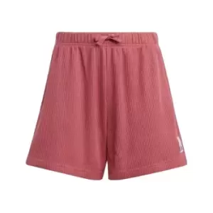 adidas Lounge Waffle Knit Loose Shorts Kids - Pink Strata / Off White / Blac