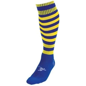 Precision Royal/Yellow Hooped Pro Football Socks Adult - UK 7-11