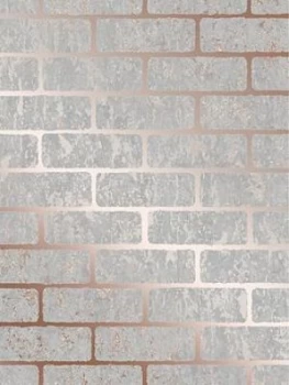 Superfresco Milan Brick Wallpaper - Rose Gold