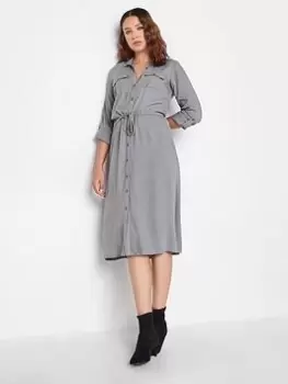 Long Tall Sally Grey Utility Shirt Dress, Grey, Size 12, Women