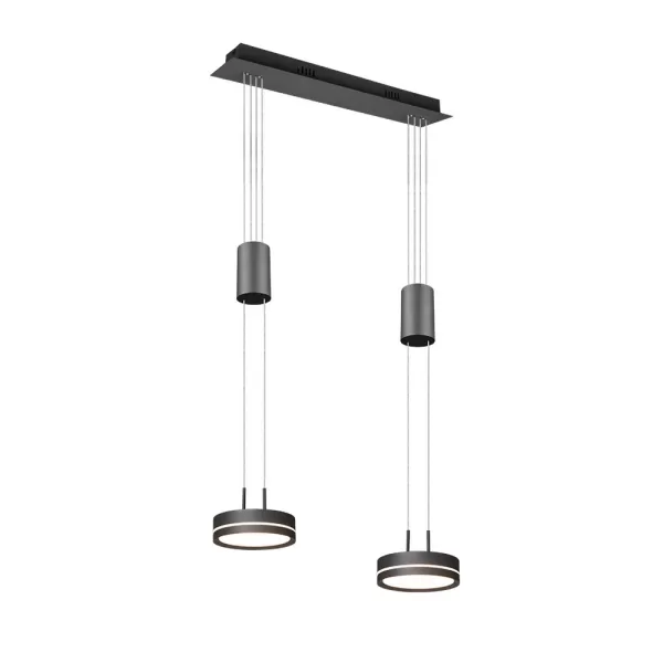 Franklin Modern 2 Light 9W LED Pendant Ceiling Light Anthracite 3000K