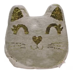 Sequin Cat Cushion, 30cm