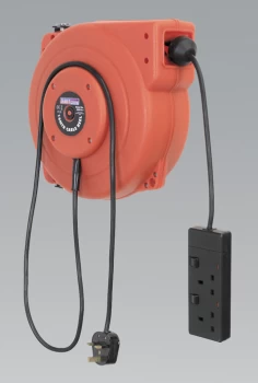 Sealey CRM15 Cable Reel System Retractable 15mtr 2 x 230V Socket