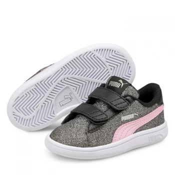 Puma Smash Glitz Infant Girls Trainers - Black/Pink