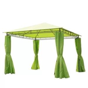 Outsunny 3m x3m Garden Metal Gazebo-Lemon Green