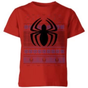 Marvel Avengers Spider-Man Logo Kids Christmas T-Shirt - Red - 3-4 Years